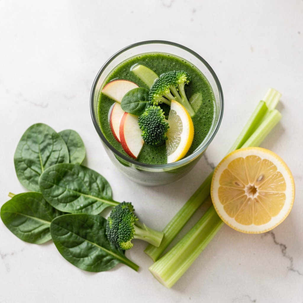 Green bone builder juice with spinach and broccoli