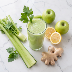 Green revitalizer juice with cucumber, celery and green apple