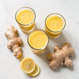Lemon ginger and turmeric wellness shot