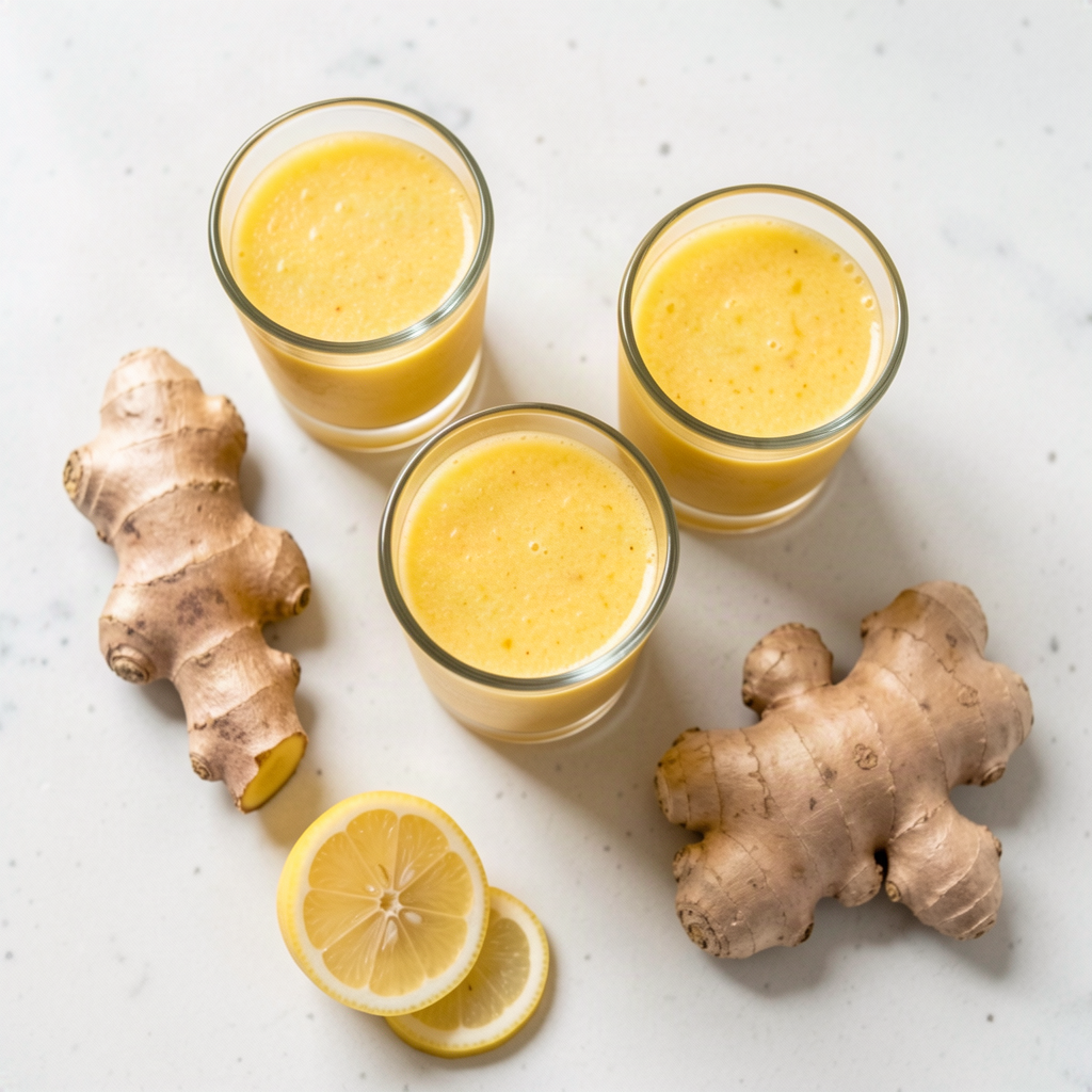 Lemon ginger and turmeric wellness shot